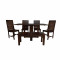 Stripped Design Six Seater Dining Set With Foldable Dining Table In Walnut Finish