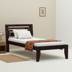 Livingston Solid Sheesham Wood Handmade Modern Single bed (Walnut)