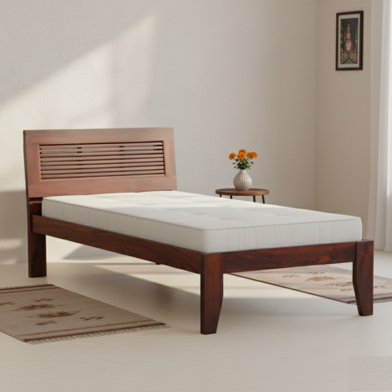 Elegant Solid Sheesham Wood Handmade Modern Single bed (Honey) Elegant Solid Sheesham Wood Handmade Modern Single bed (Honey)